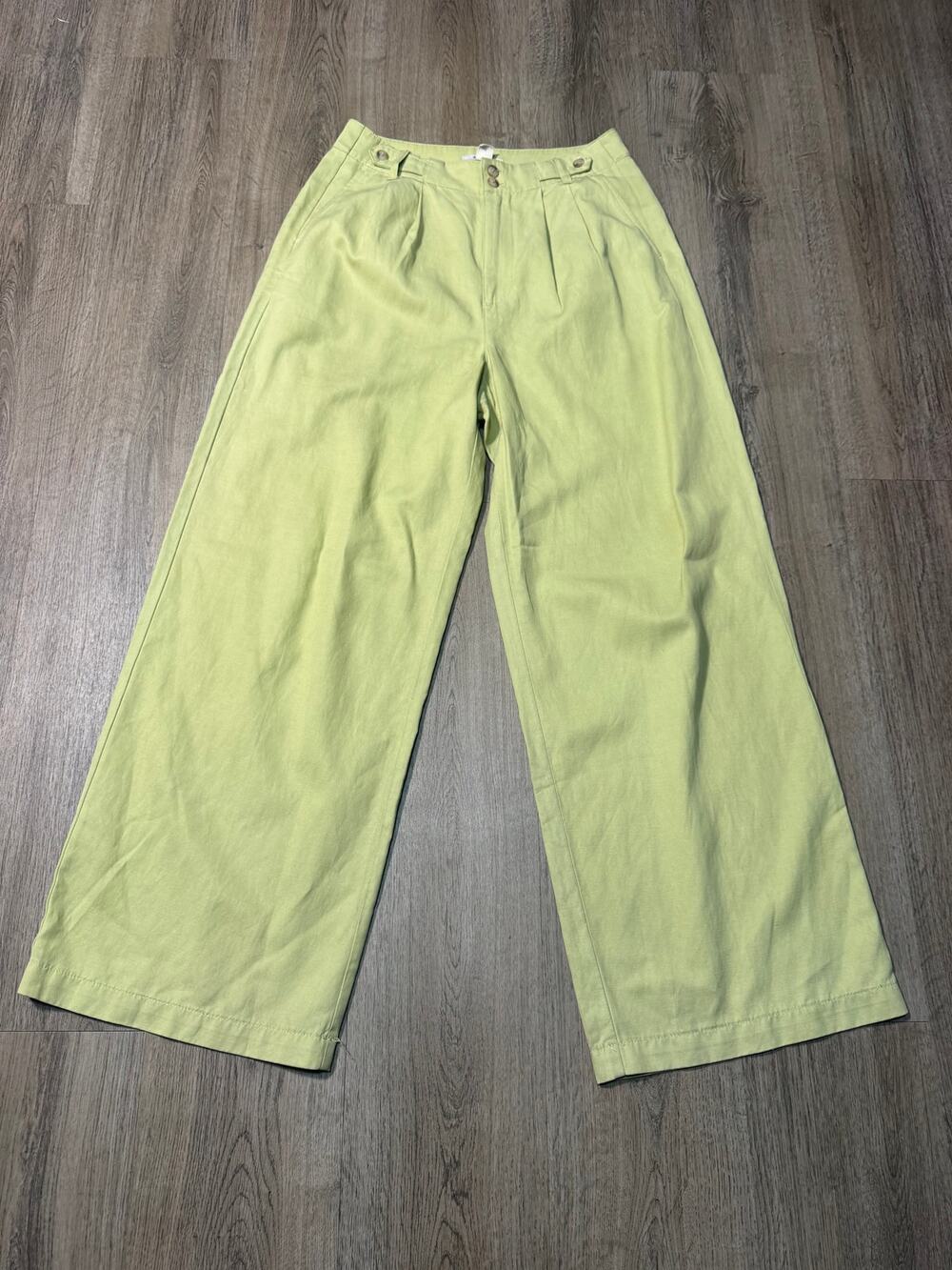 Madewell Women's Pale Lime Wide-Leg Chino Pants